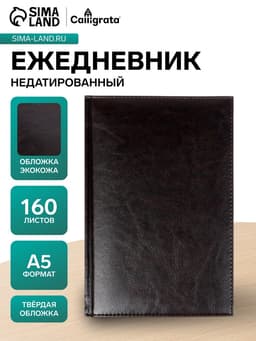 Ежедневник недатированный А5, 160 листов, «Небраска», тёмно-коричневый