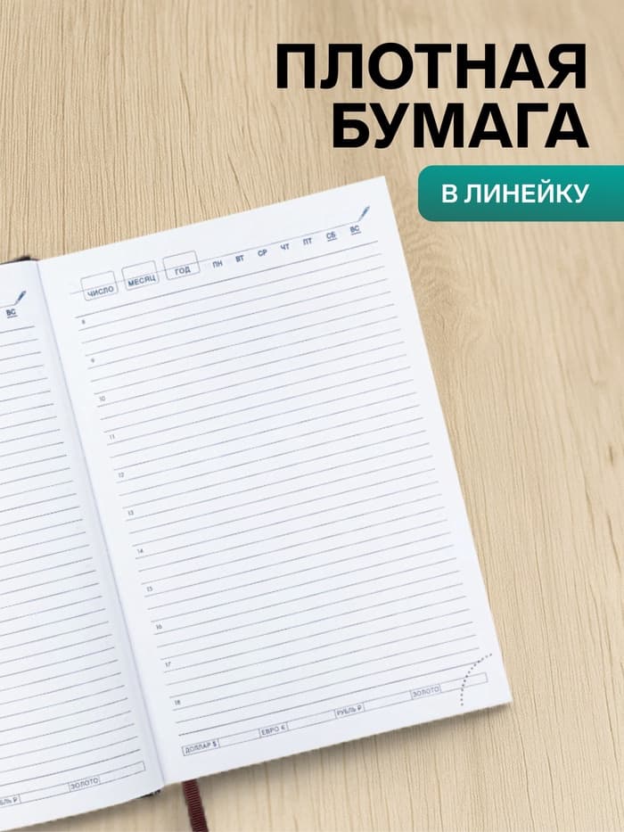 Ежедневник недатированный А5, 160 листов, «Небраска», тёмно-коричневый
