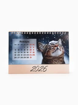 Календарь 2026 настольный, домик «Котенок в цветах» 14×20 см