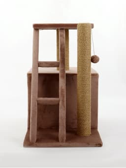 Домик для кошек с когтеточкой «Домосед», 60×35×56 с, с лестницей и площадкой, цвет капучино