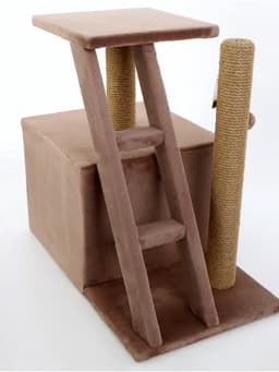 Домик для кошек с когтеточкой «Домосед», 60×35×56 с, с лестницей и площадкой, цвет капучино