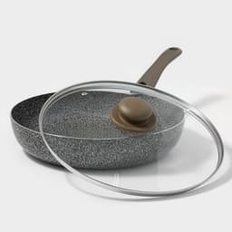 Сковорода Onyx, d=28 см, съёмная ручка, стеклянная крышка, антипригарное покрытие, алюминий, серая