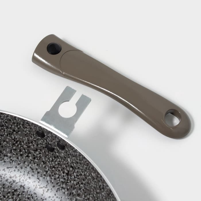 Сковорода Onyx, d=28 см, съёмная ручка, стеклянная крышка, антипригарное покрытие, алюминий, серая