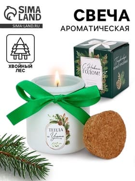 Ароматическая свеча в матовом стакане «С Новым годом», аромат хвойный лес
