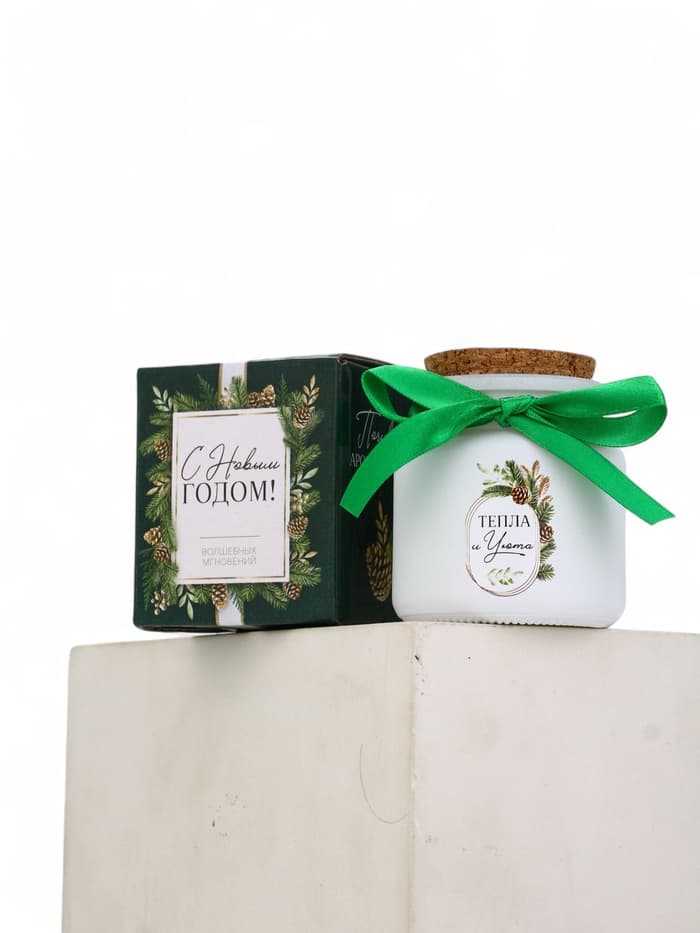Ароматическая свеча в матовом стакане «С Новым годом», аромат хвойный лес