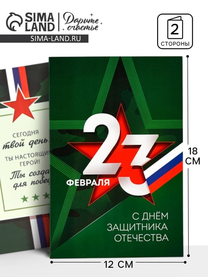 Открытка «С 23 Февраля», 12×18 см