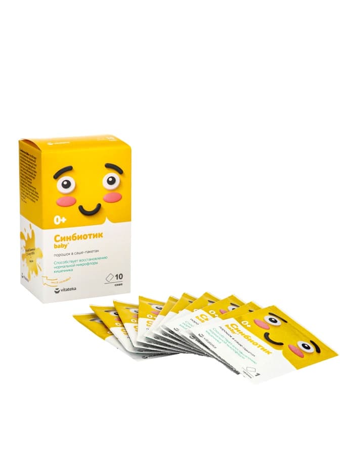 Синбиотик для детей «ВИТАТЕКА», для микрофлоры кишечника, порошок в саше-пакетах 10 шт. по 1 г
