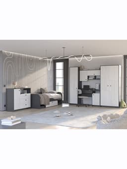 Шкаф настольный «МАРТИ», 1200×270×1030 мм, цвет графит/рамух белый