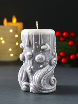 Свеча новогодняя цилиндр «Волшебство», серый