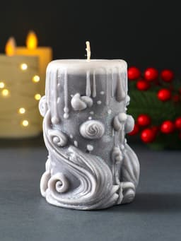 Свеча новогодняя цилиндр «Волшебство», серый