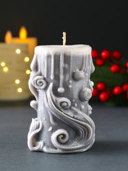 Свеча новогодняя цилиндр «Волшебство», серый