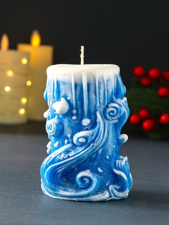 Свеча новогодняя цилиндр «Волшебство», синий