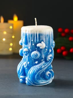 Свеча новогодняя цилиндр «Волшебство», синий