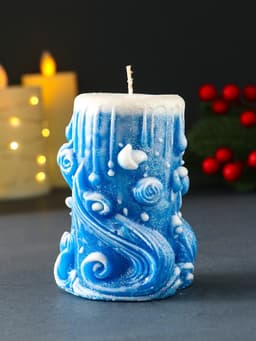 Свеча новогодняя цилиндр «Волшебство», синий