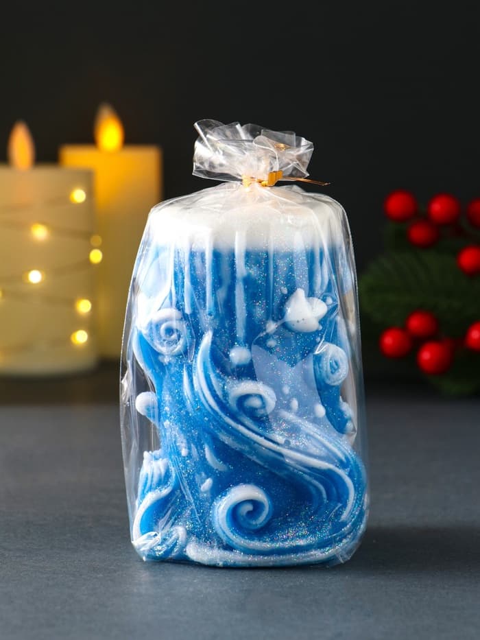 Свеча новогодняя цилиндр «Волшебство», синий