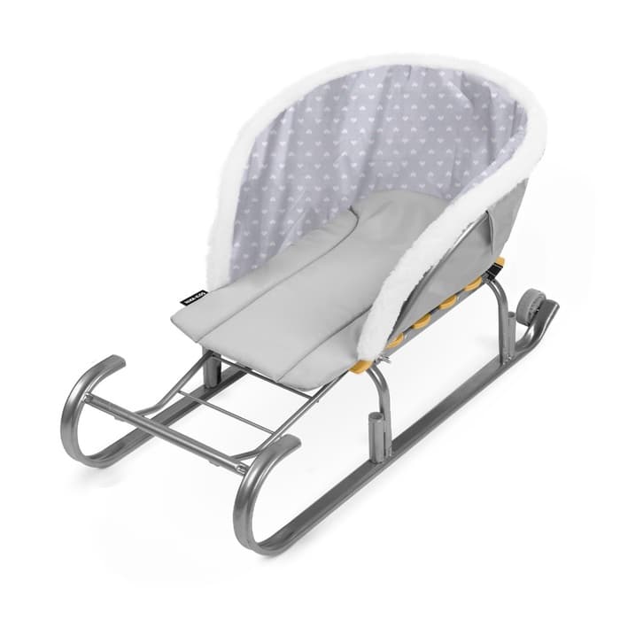Сиденье для санок Nika Kids, универсальное, серое с сердечками