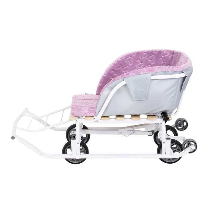 Сиденье для санок Nika Kids, универсальное, розовое с сердечками