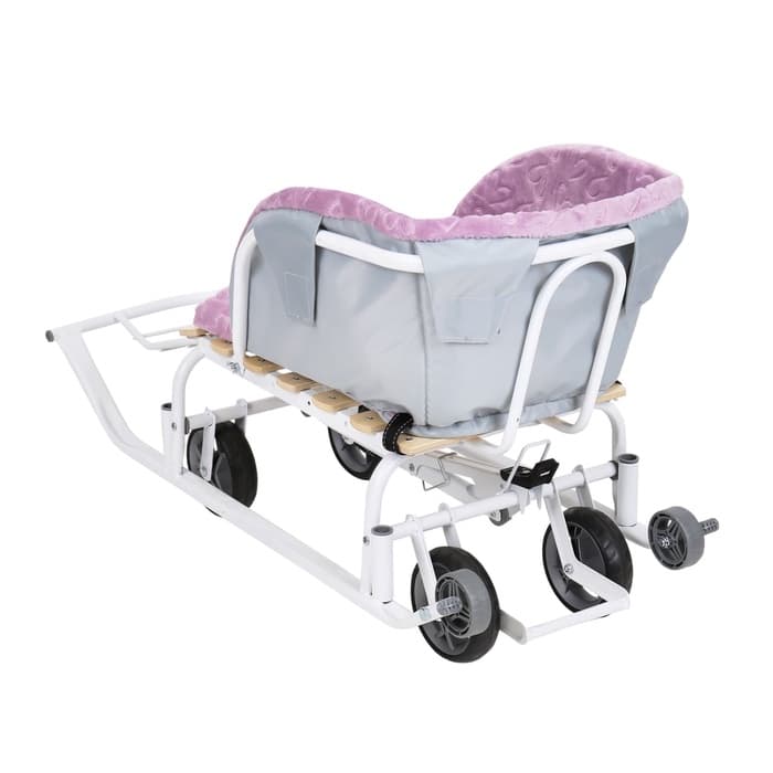 Сиденье для санок Nika Kids, универсальное, розовое с сердечками