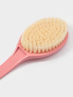 Щётка банная на ручке Доляна, массажёр, 33×6 см, розовая