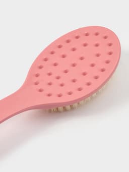 Щётка банная на ручке Доляна, массажёр, 33×6 см, розовая