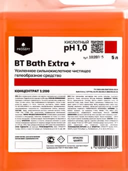 Сильнокислотное чистящее средство BT Bath Extra+, усиленное, концентрат, гель, 5 л