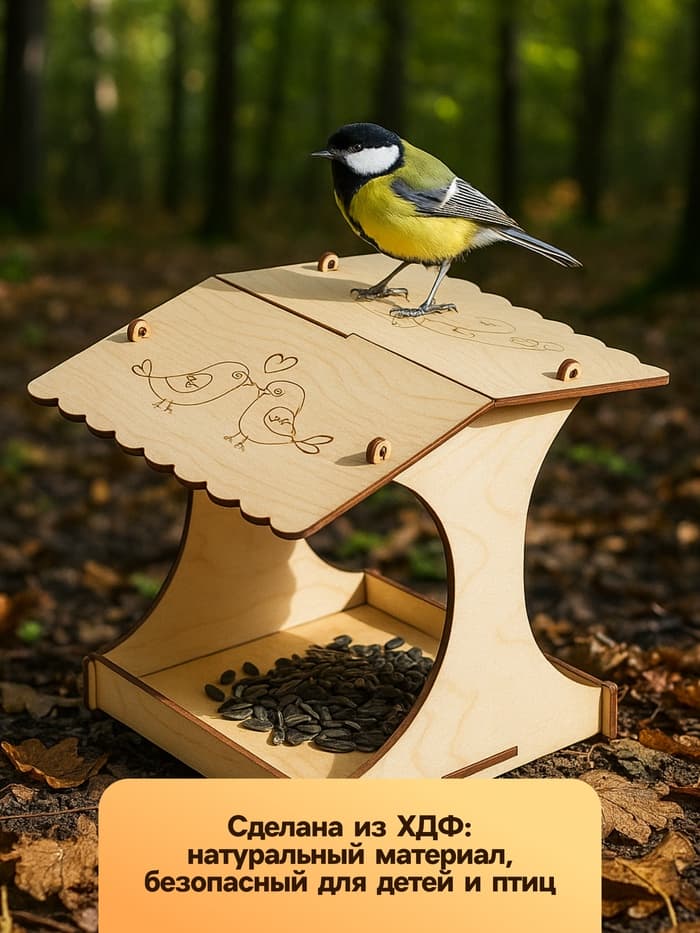 Кормушка - конструктор из ХДФ для птиц «Синичник», своими руками, 24×18×18.5 см, Greengo