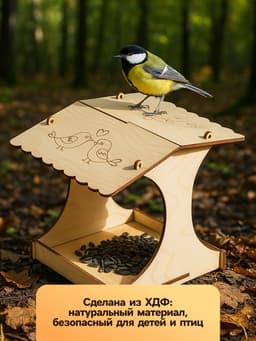 Кормушка - конструктор из ХДФ для птиц «Синичник», своими руками, 24×18×18.5 см, Greengo