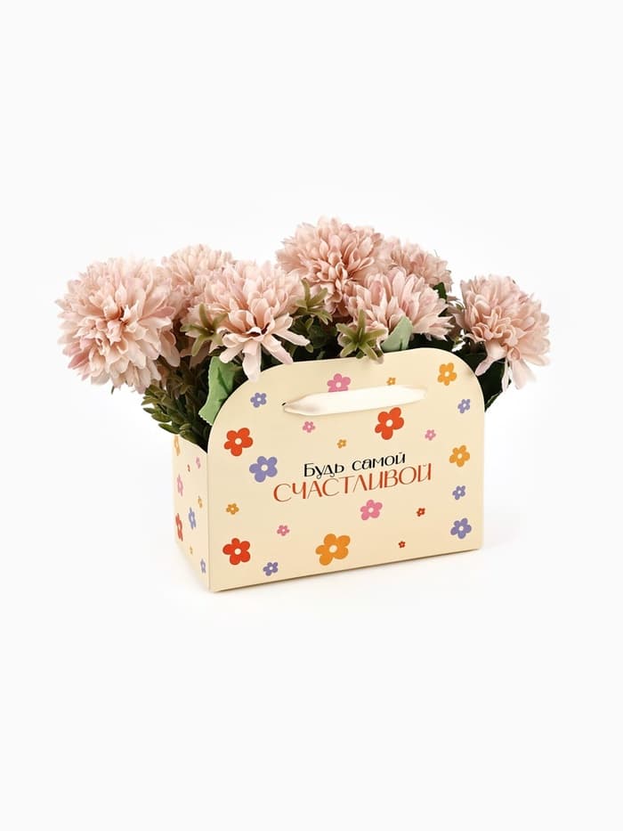 Коробка для цветов складная «Поздравляю», 17×13×7 см