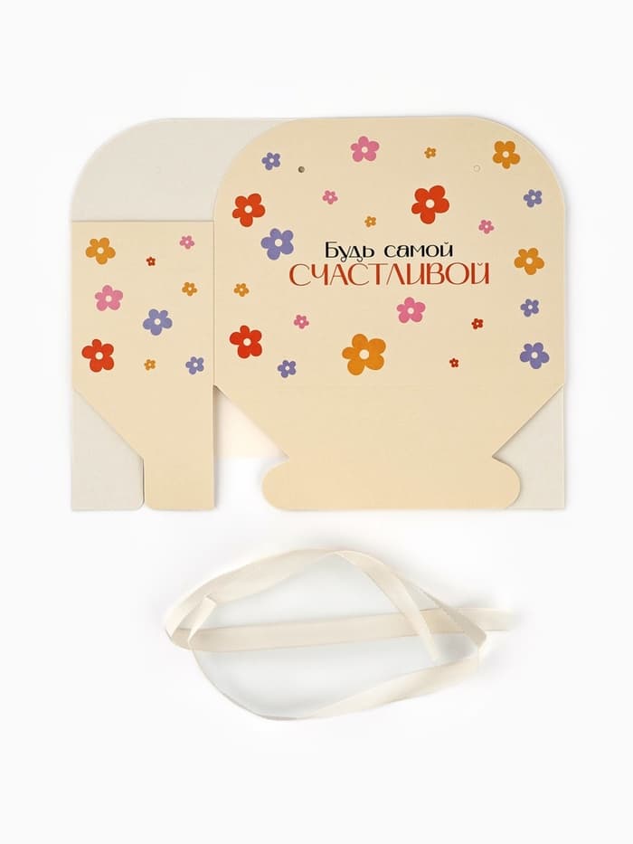 Коробка для цветов складная «Поздравляю», 17×13×7 см