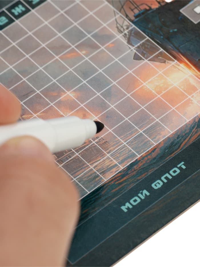 Настольная игра «Морской бой», Пиши-Стирай, (+2 стираемых маркера)