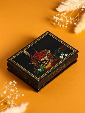 Шкатулка для украшений «Ягоды», 10×14 см, лаковая миниатюра