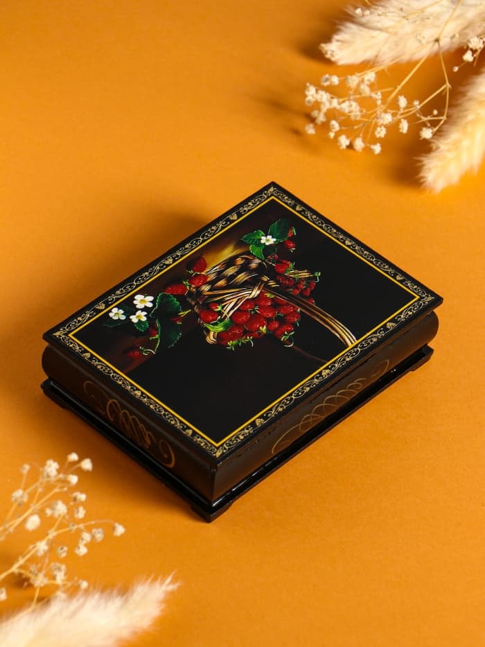 Шкатулка для украшений «Ягоды», 10×14 см, лаковая миниатюра