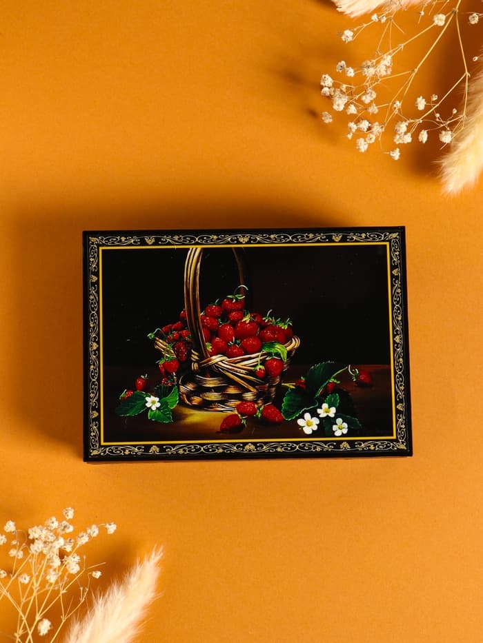 Шкатулка для украшений «Ягоды», 10×14 см, лаковая миниатюра