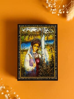 Шкатулка для украшений «Русская красавица», 10×14 см, лаковая миниатюра