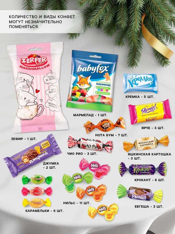 Сладкий детский новогодний подарок «Волшебного Нового года», конфеты 500 г, пазлы