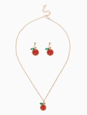 Набор 2 предмета: серьги, кулон «Гранат», 44 см, красный в золоте