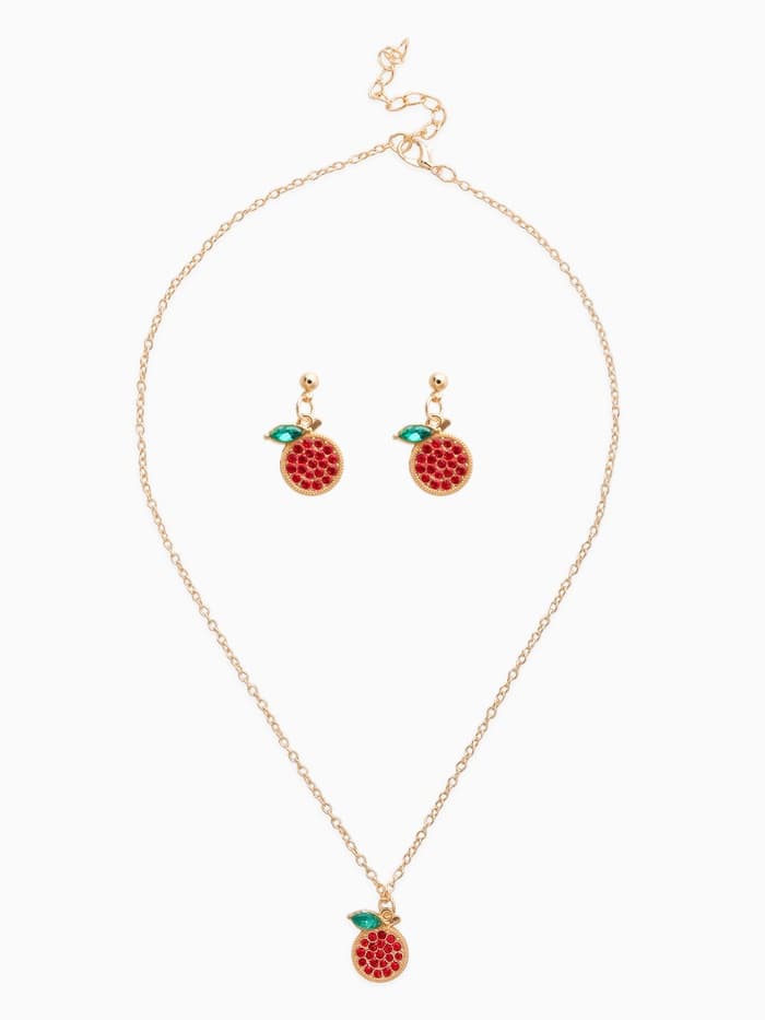 Набор 2 предмета: серьги, кулон «Гранат», 44 см, красный в золоте
