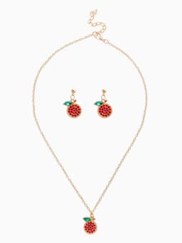 Набор 2 предмета: серьги, кулон «Гранат», 44 см, красный в золоте