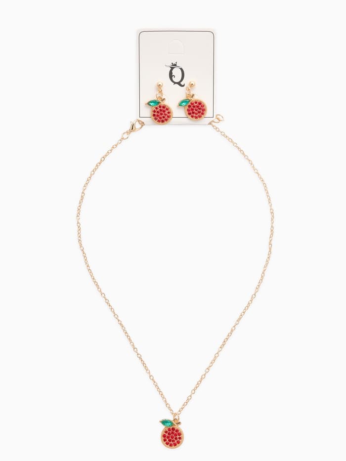 Набор 2 предмета: серьги, кулон «Гранат», 44 см, красный в золоте