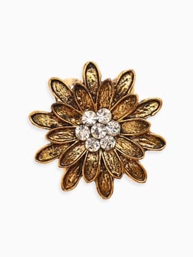 Кольцо для платка «Цветок Хризантема», белое в чернёном золоте