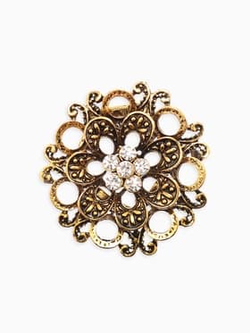 Зажим для платка «Цветок астры», белый в чернёном золоте