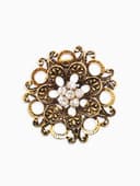 Зажим для платка «Цветок астры», белый в чернёном золоте