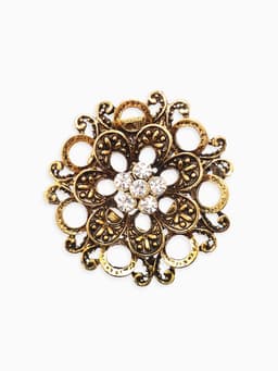 Зажим для платка «Цветок астры», белый в чернёном золоте