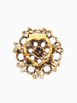 Зажим для платка «Цветок астры», белый в чернёном золоте