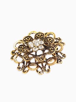 Зажим для платка «Цветок астры», белый в чернёном золоте