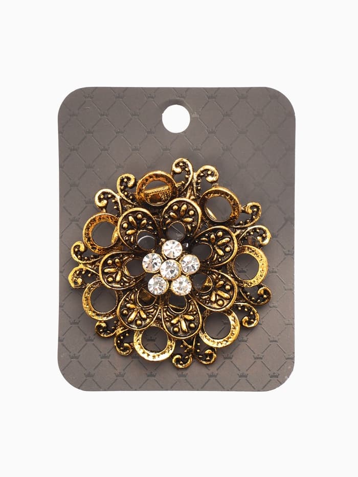 Зажим для платка «Цветок астры», белый в чернёном золоте