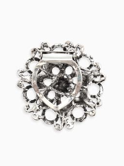 Зажим для платка «Цветок астры», белый в чернёном серебре