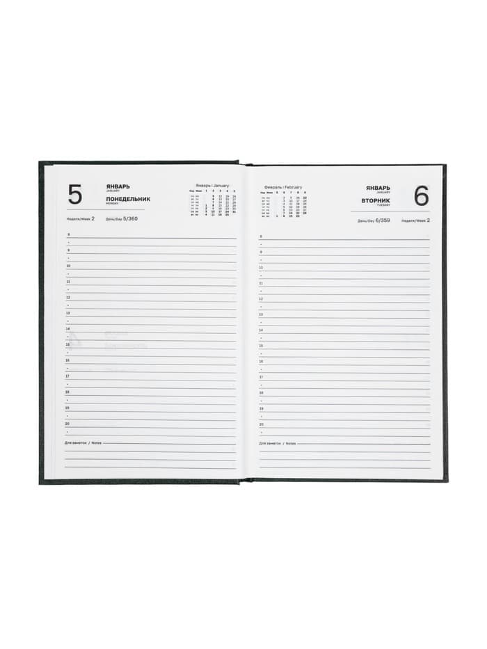 Ежедневник датированный Calligrata, А5, 2026, твёрдая обложка из бумвинила, 168 листов, чёрный