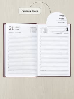 Ежедневник датированный Calligrata, А5, 2026, твёрдая обложка из бумвинила, 168 листов, коричневый