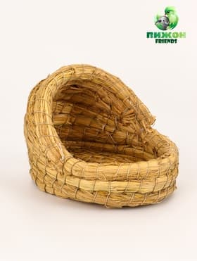 Гнездо для птиц плетёное, 15×10×10 см, полузакрытое, солома